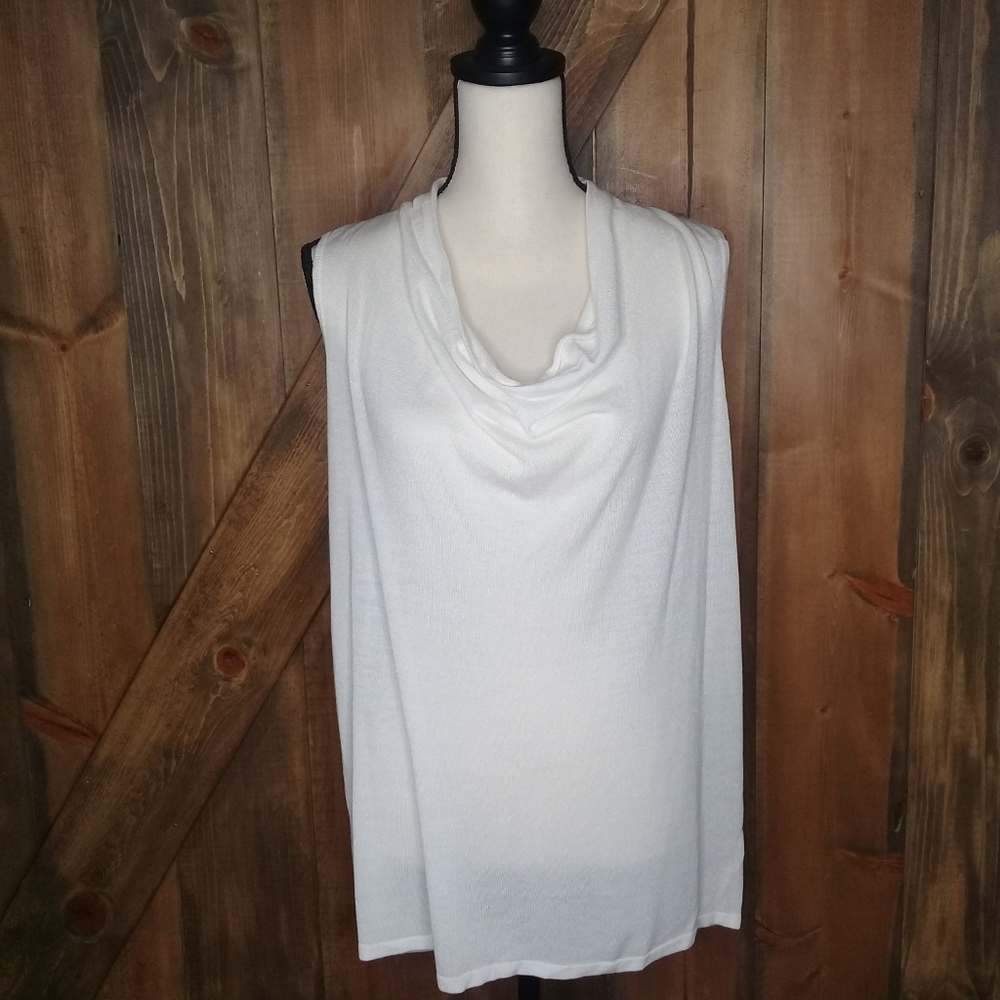 New Antonio Melani Lucia Knit Ivory Cowl Sleeveless Lightweight Sweater Medium